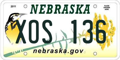 NE license plate XOS136