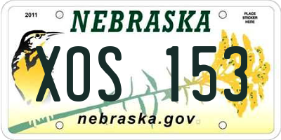 NE license plate XOS153