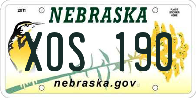 NE license plate XOS190