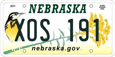 NE license plate XOS191