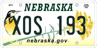 NE license plate XOS193