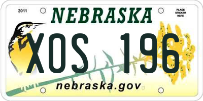 NE license plate XOS196