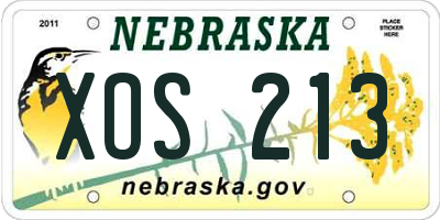 NE license plate XOS213