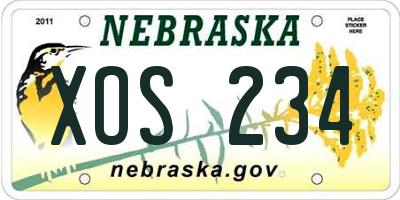NE license plate XOS234