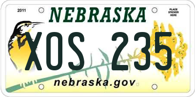 NE license plate XOS235