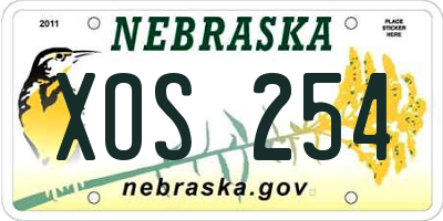 NE license plate XOS254