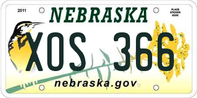 NE license plate XOS366