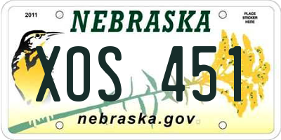 NE license plate XOS451