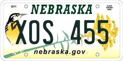 NE license plate XOS455