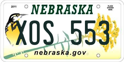 NE license plate XOS553