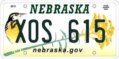 NE license plate XOS615