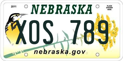NE license plate XOS789