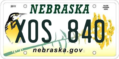 NE license plate XOS840