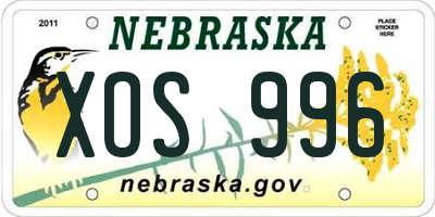 NE license plate XOS996