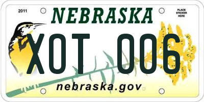 NE license plate XOT006
