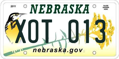 NE license plate XOT013