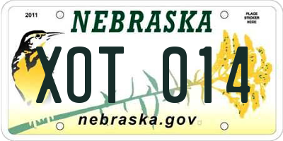 NE license plate XOT014