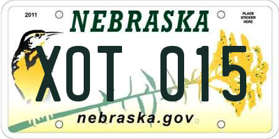 NE license plate XOT015