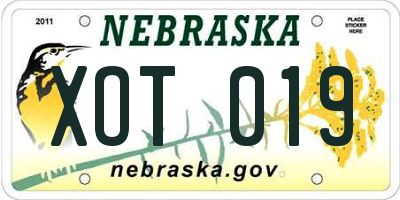 NE license plate XOT019