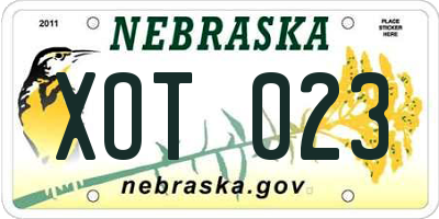 NE license plate XOT023