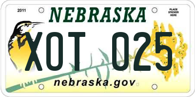 NE license plate XOT025