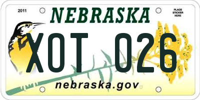 NE license plate XOT026