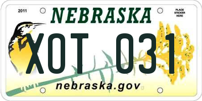 NE license plate XOT031