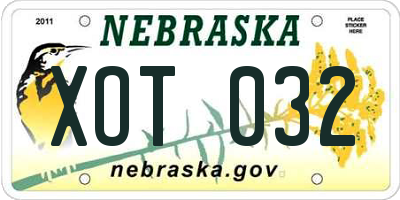 NE license plate XOT032