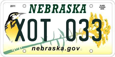 NE license plate XOT033