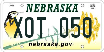 NE license plate XOT050