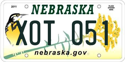 NE license plate XOT051