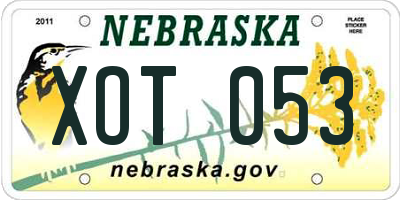 NE license plate XOT053