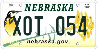 NE license plate XOT054
