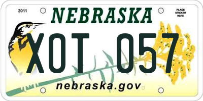 NE license plate XOT057