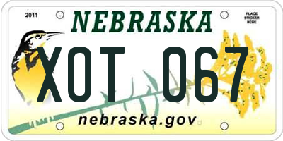 NE license plate XOT067