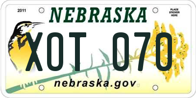 NE license plate XOT070