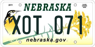NE license plate XOT071