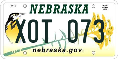 NE license plate XOT073