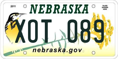 NE license plate XOT089
