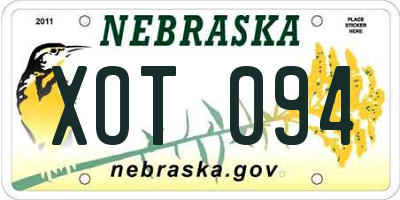 NE license plate XOT094