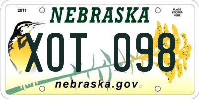 NE license plate XOT098