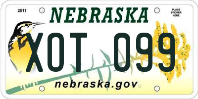 NE license plate XOT099