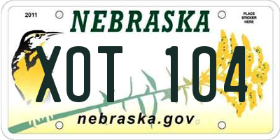 NE license plate XOT104