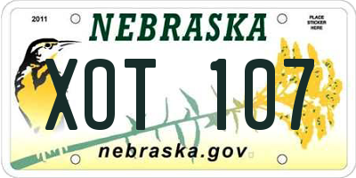 NE license plate XOT107