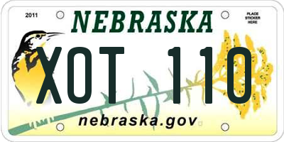 NE license plate XOT110
