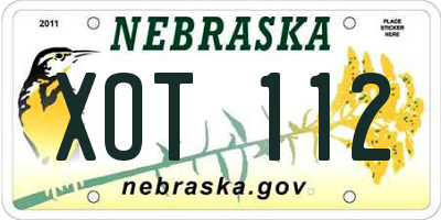 NE license plate XOT112
