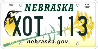 NE license plate XOT113