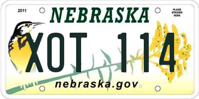 NE license plate XOT114
