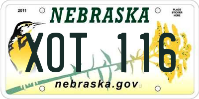 NE license plate XOT116