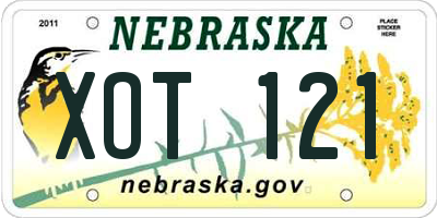 NE license plate XOT121